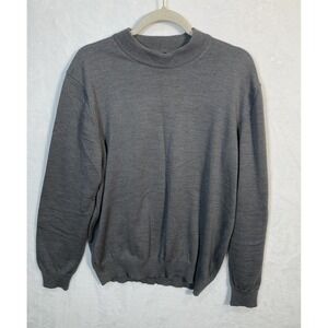 Joseph & Lyman Pullover Gray‎ Sweater Mens Large 100% Merino Wool Italy Mock